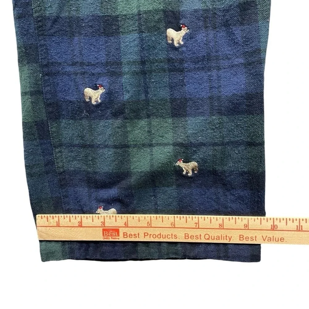 J Crew Mens XL Polar Bear Pajama Pants Plaid Flannel Christmas Embroidered